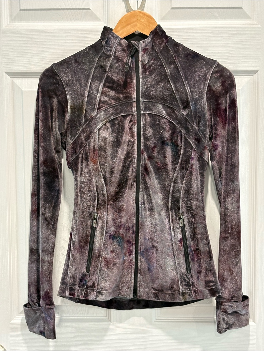 Lululemon Velour Define Jacket Interstellar, Dark Grey Multi Velvet Tie Dye, 6